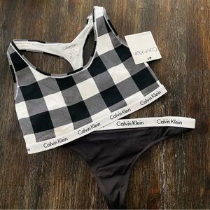 Ck Calvin Klein plaid bra underwear panty set size medium new
